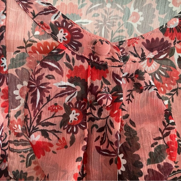 Boden Pink Red Floral Amalie Ruffle Blouse 4 - Picture 11 of 16